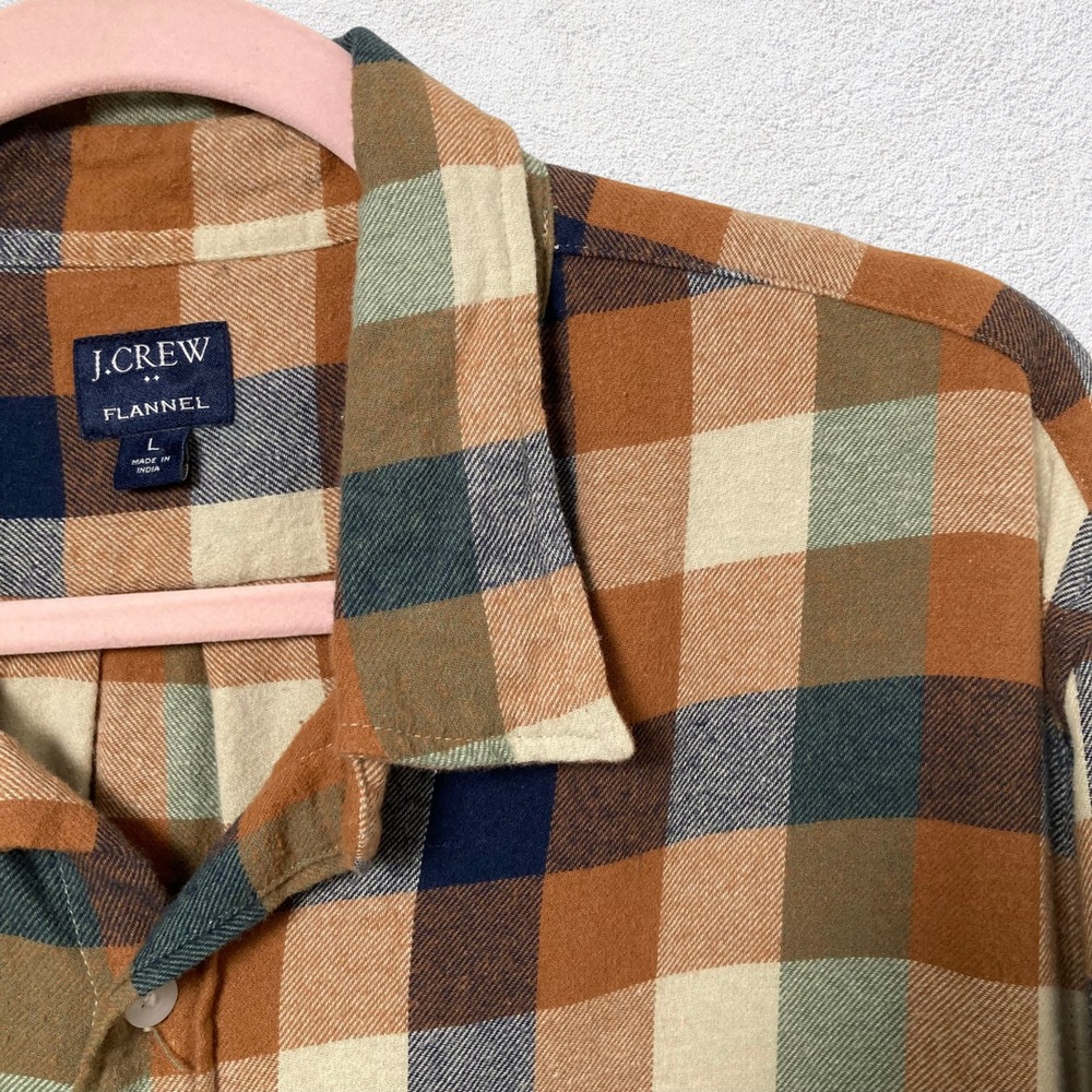 J Crew Flannel Button Up Shirt Men‎ Large Long Sleeve Cozy Casual Cabincore
